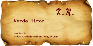 Karda Miron névjegykártya